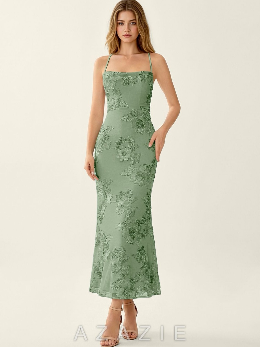 AZAZIE Sage Green Lace Dress